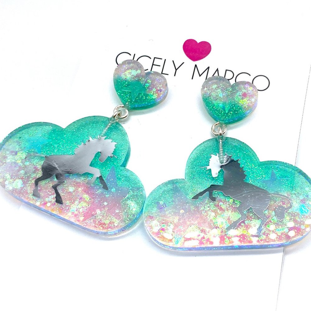 Cloud Unicorn Statement Earrings - image 3